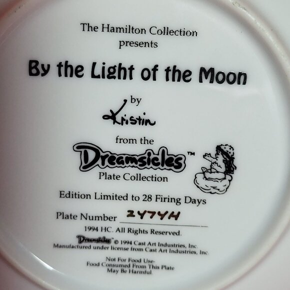Vintage Dreamsicles By The Light of the Moon Angel Cherub Collectible Plate 1994 - Picture 5 of 12